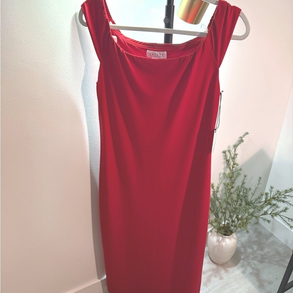 Velvet Graham & Spencer Red‎ midi dress LG retro Marilyn classic elevated NWT